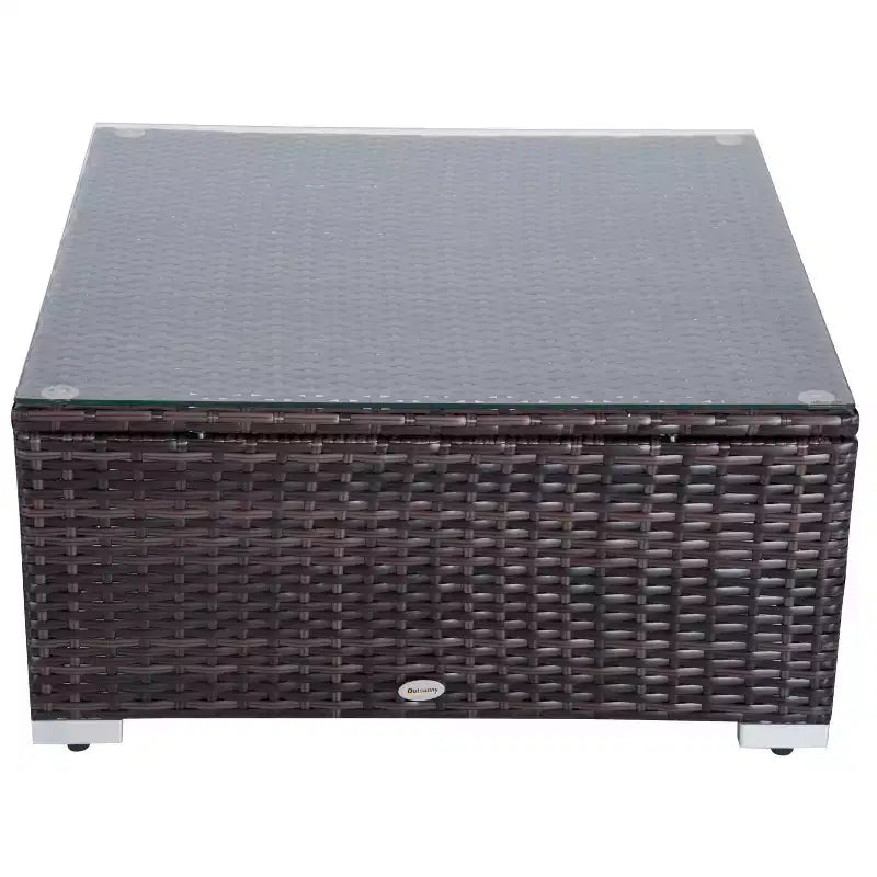 Outsunny Juego de Sofás de Ratán PE para Exterior de 6 Piezas, Set de Muebles Seccionales de Mimbre para Patio con Cojines y Mesa de Centro
