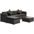 Outsunny Juego de Sofás de Ratán PE para Exterior de 6 Piezas, Set de Muebles Seccionales de Mimbre para Patio con Cojines y Mesa de Centro