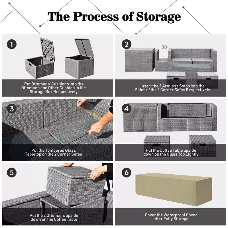 Costway 8PCS Patio Rattan Furniture Set Storage Waterproof Cover Cushion