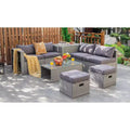 Costway 8PCS Patio Rattan Furniture Set Storage Waterproof Cover Cushion