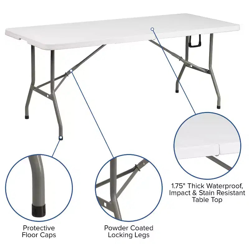 Flash Furniture Portable Tailgate/Event Tent Set-10'x10' Wheeled Pop Up Canopy Tent, 6-Foot Bi-Fold Table, 4 Folding Chairs