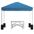 Flash Furniture 10'x10' Pop Up Event Canopy Tent with Wheeled Case and Folding Bench Set - Portable Tailgate, Camping, Event Set