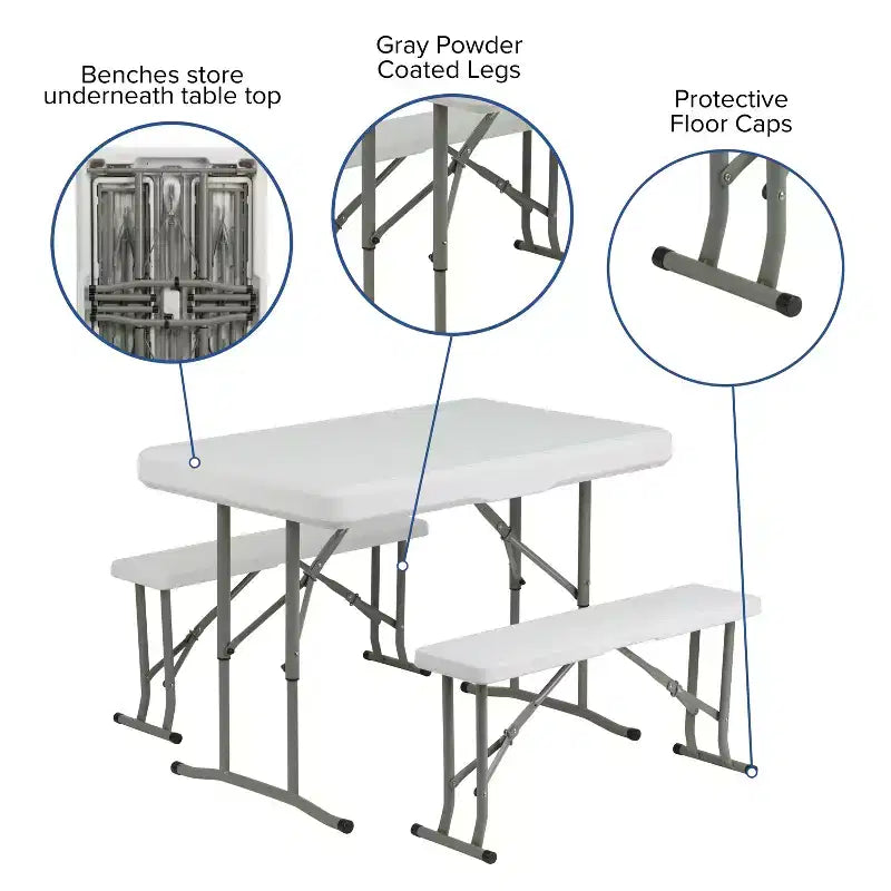 Flash Furniture Carpa Plegable para Eventos de 3 x 3 m con Maleta con Ruedas y Juego de Bancos Plegables - Conjunto Portátil para Portón Trasero, Camping, Eventos
