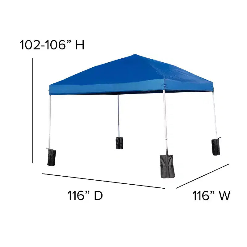 Flash Furniture Carpa Plegable para Eventos de 3 x 3 m con Maleta con Ruedas y Juego de Bancos Plegables - Conjunto Portátil para Portón Trasero, Camping, Eventos