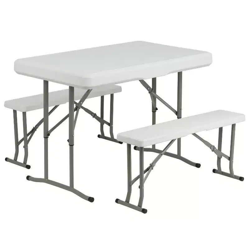Flash Furniture Carpa Plegable para Eventos de 3 x 3 m con Maleta con Ruedas y Juego de Bancos Plegables - Conjunto Portátil para Portón Trasero, Camping, Eventos