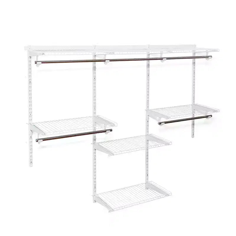 Organizador de clóset ajustable para montar en la pared, sistema de clóset metálico personalizado con estantes y barras para colgar