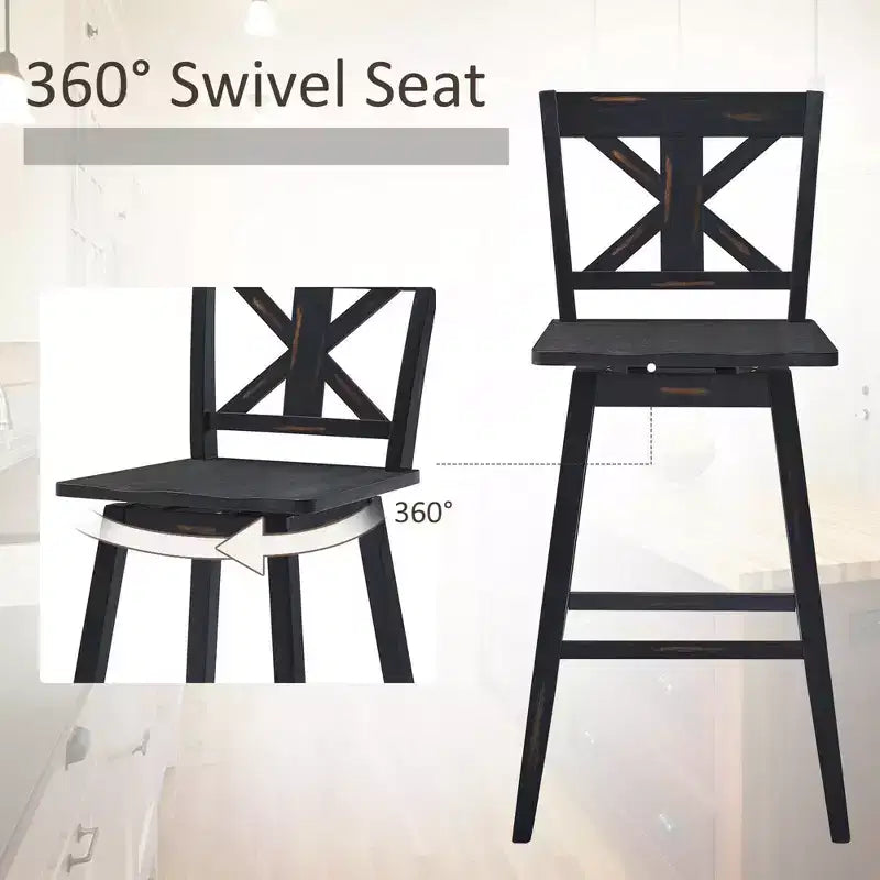 Lot de 4 tabourets de bar pivotants chaises hauteur comptoir 73,7 cm avec repose-pieds