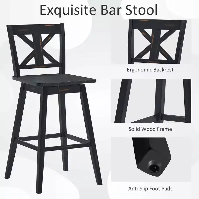 Lot de 4 tabourets de bar pivotants chaises hauteur comptoir 73,7 cm avec repose-pieds