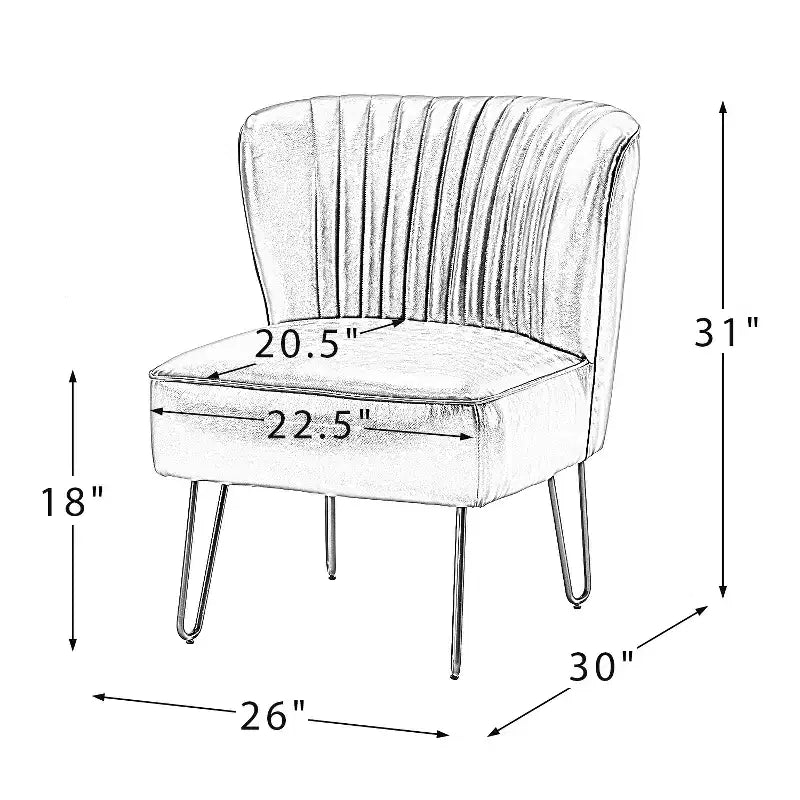 Sillón auxiliar contemporáneo de cuero vegano capitoné con patas de metal en forma de U