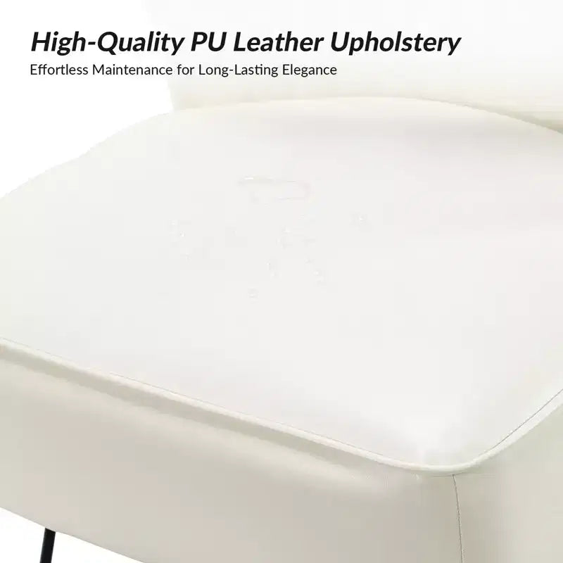 Sillón auxiliar contemporáneo de cuero vegano capitoné con patas de metal en forma de U
