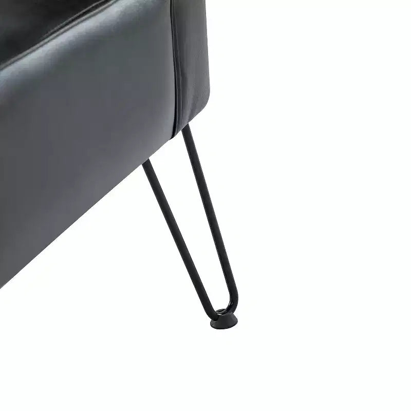 Sillón auxiliar contemporáneo de cuero vegano capitoné con patas de metal en forma de U