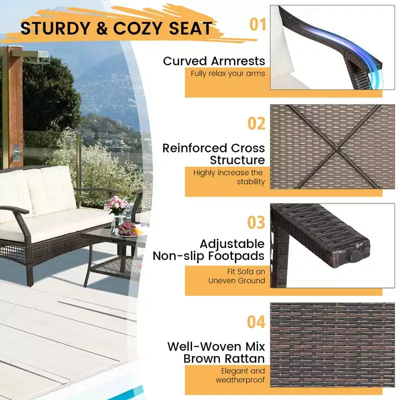 Costway Juego de Sofás de Ratán de Exterior de 8 Piezas con Funda Protectora