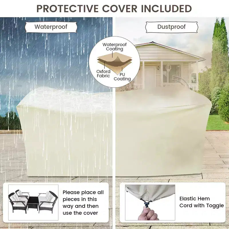 Costway Juego de Sofás de Ratán de Exterior de 8 Piezas con Funda Protectora