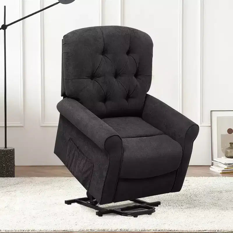 Costway Power Lift Recliner Chair Sofa for Elderly w/ Side Pocket & Remote Control Black\Brown