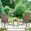 Costway 3PCS Patio Rattan Rocking Chair Table Furniture Set Yard Cushion