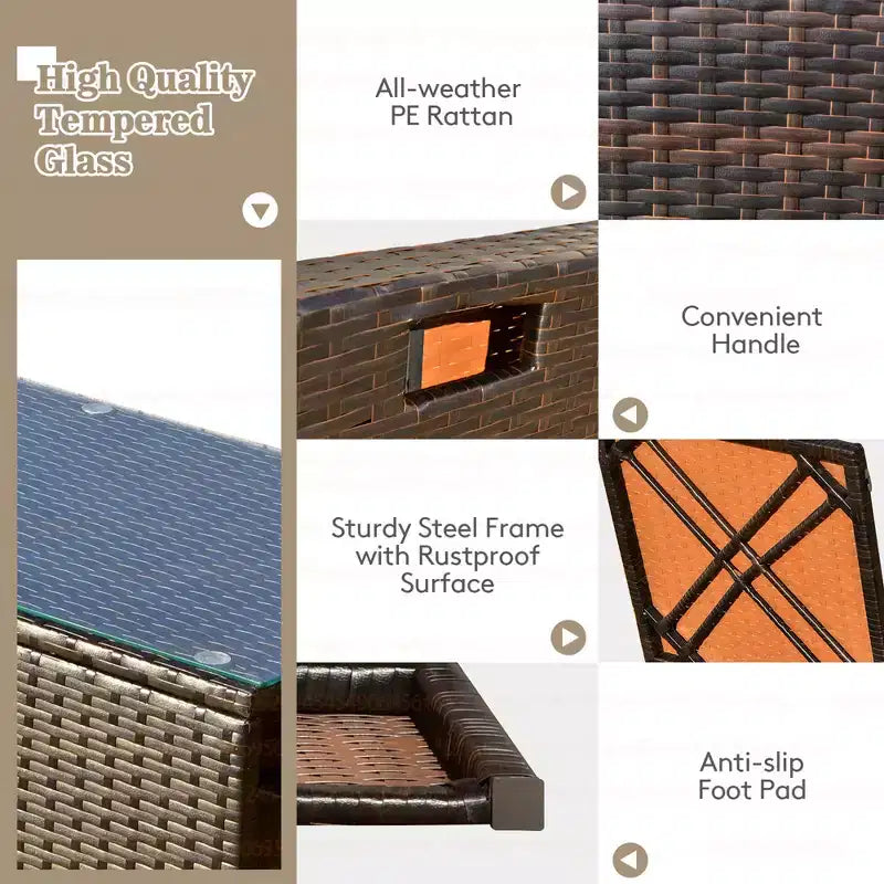 Costway Juego de Muebles de Ratán para Patio de 8 Piezas con Cojines, Almacenamiento que Ahorra Espacio, Cubierta Negra/Turquesa/Azul Marino