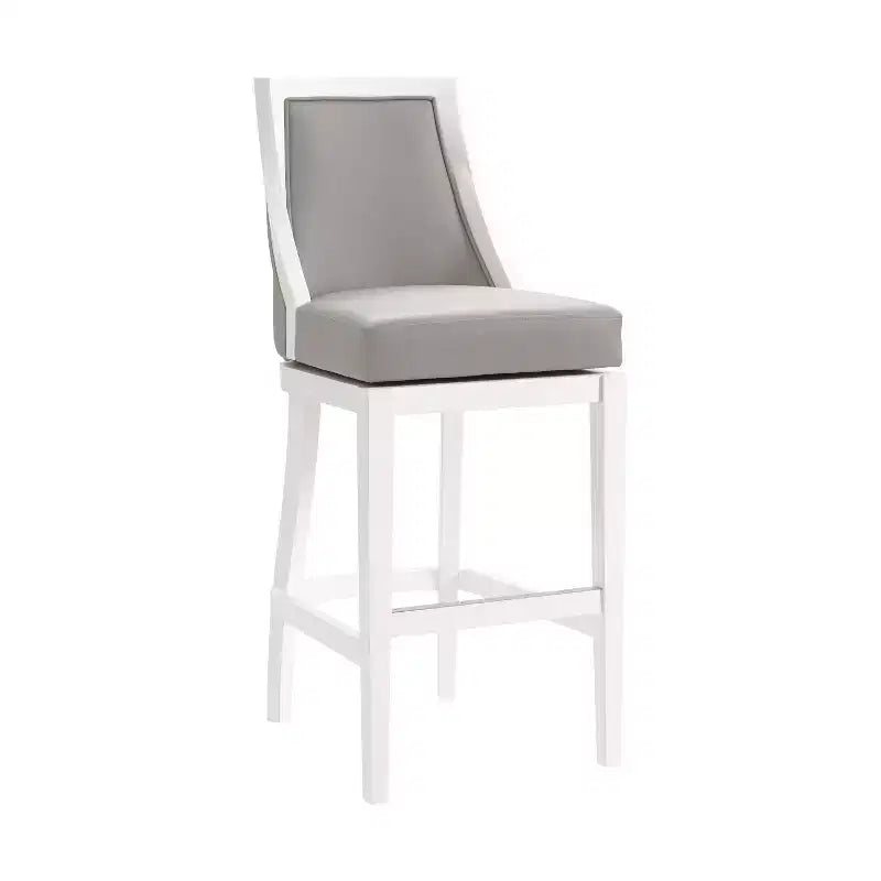 Juego de 2 taburetes de altura de barra con respaldo, estructura de madera de caucho, asiento tapizado, altura de asiento de 31"