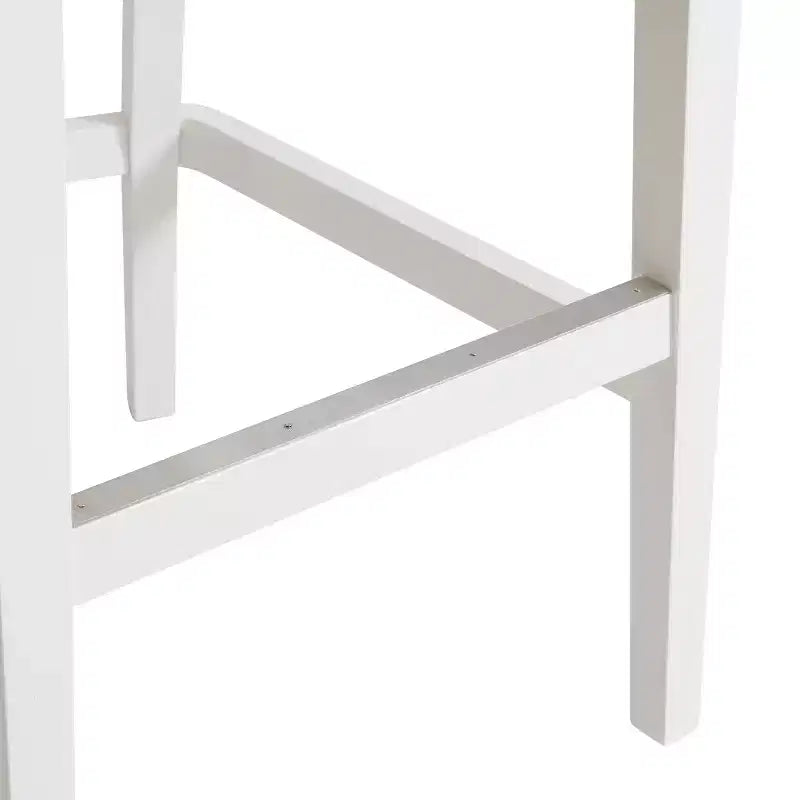 Juego de 2 taburetes de altura de barra con respaldo, estructura de madera de caucho, asiento tapizado, altura de asiento de 31"