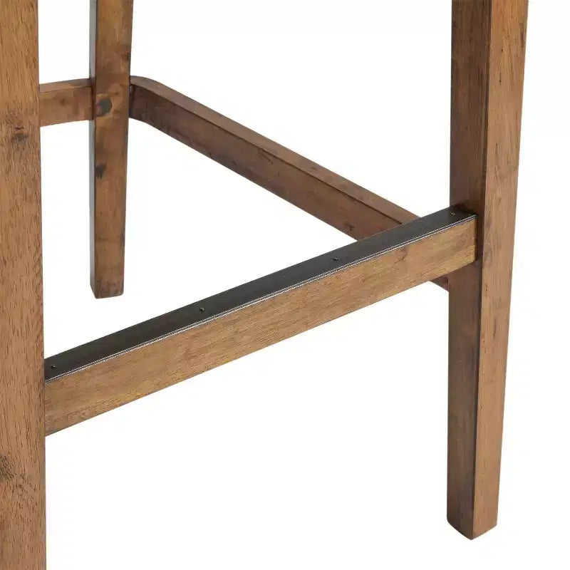 Juego de 2 taburetes de altura de barra con respaldo, estructura de madera de caucho, asiento tapizado, altura de asiento de 31"