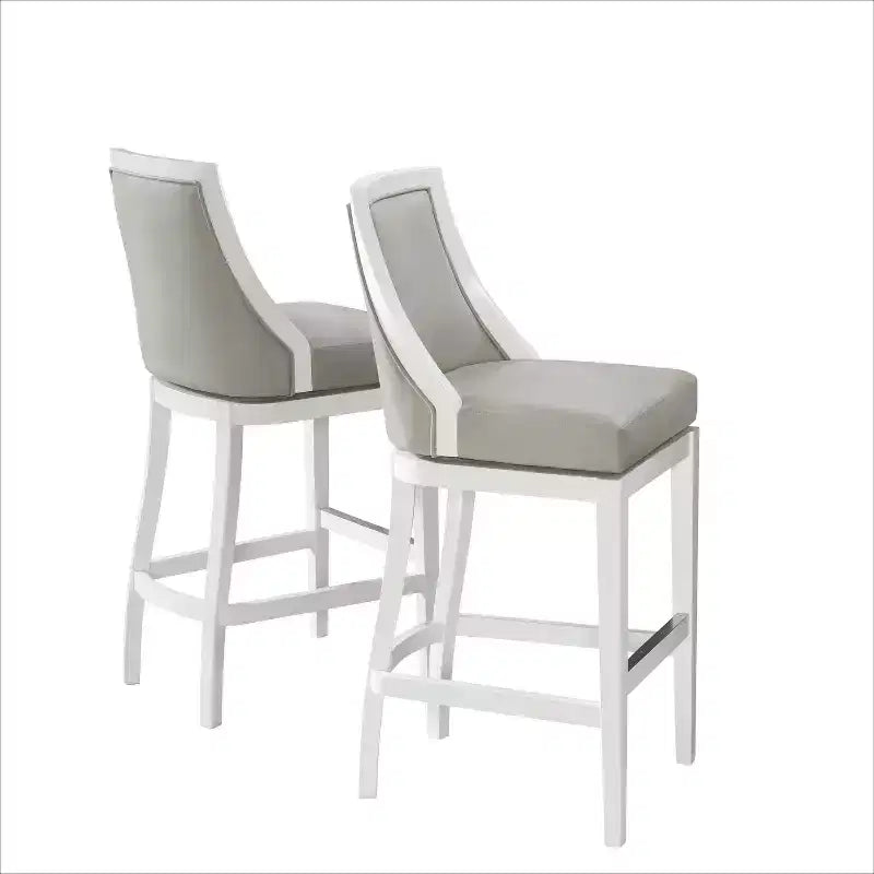 Juego de 2 taburetes de altura de barra con respaldo, estructura de madera de caucho, asiento tapizado, altura de asiento de 31"
