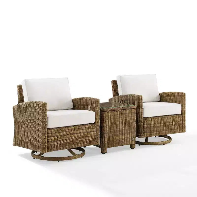 3pc Bradenton Outdoor Steel Swivel Rocking Chairs - Crosley