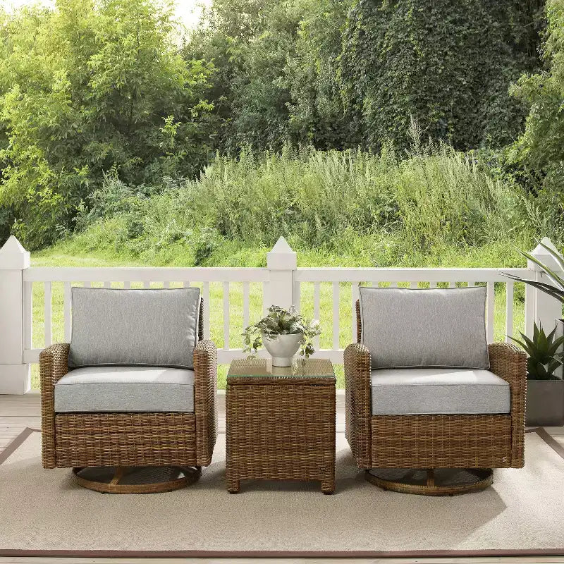 Fauteuils berçants pivotants d'extérieur en acier Bradenton 3 pièces - Crosley