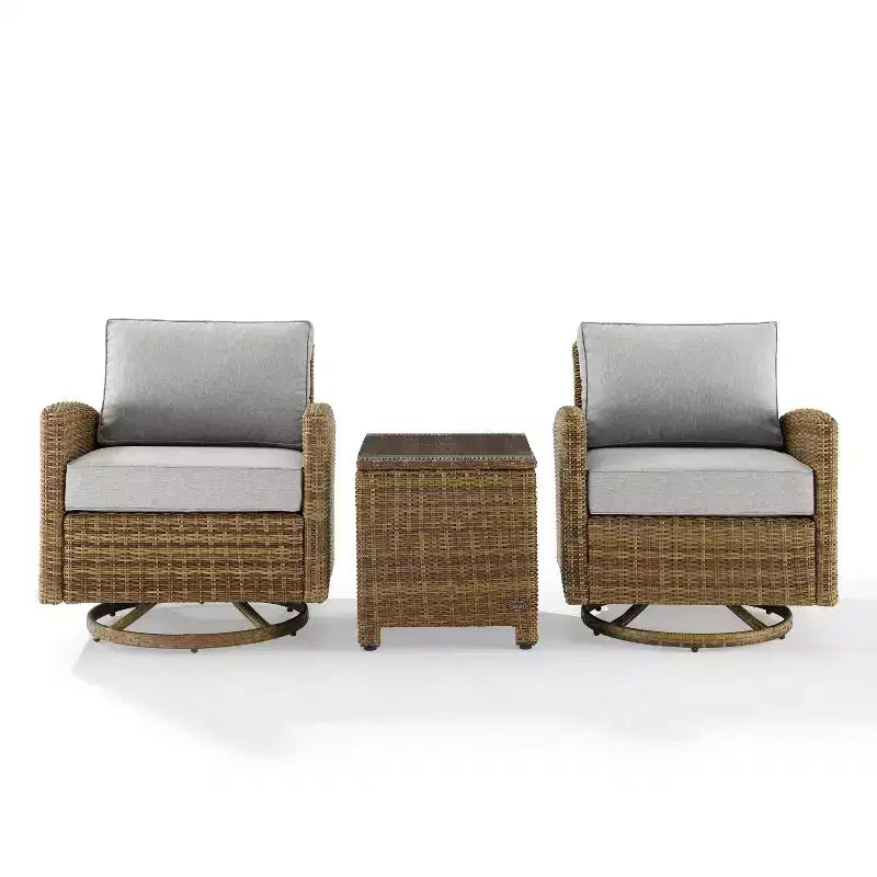 Fauteuils berçants pivotants d'extérieur en acier Bradenton 3 pièces - Crosley