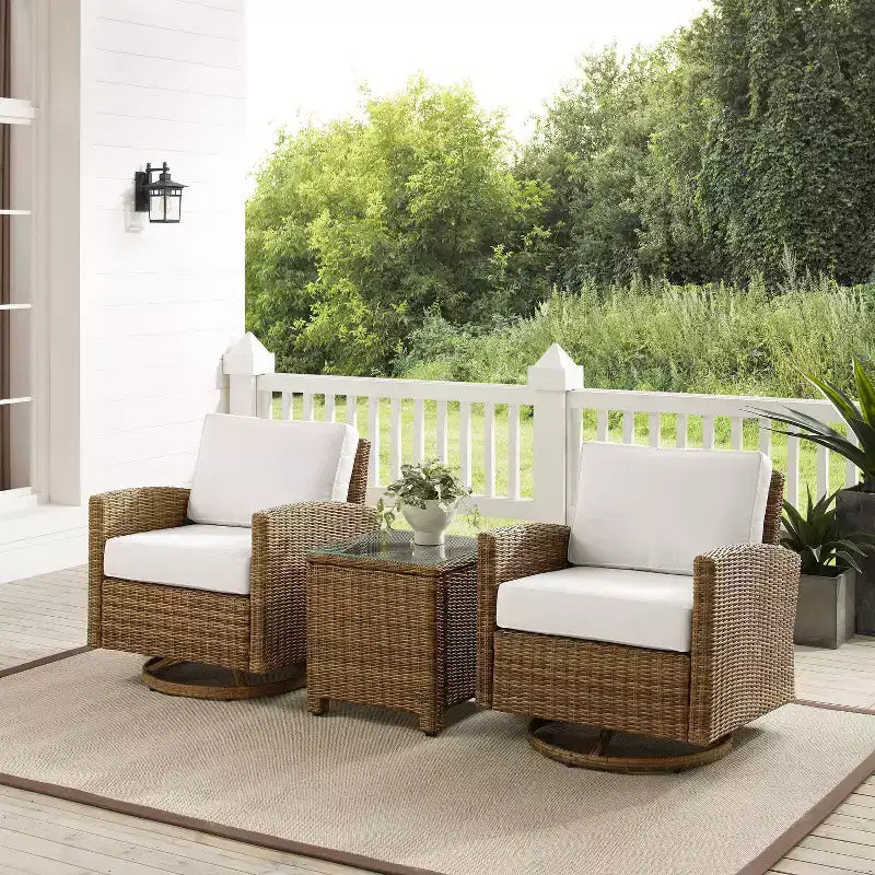 Fauteuils berçants pivotants d'extérieur en acier Bradenton 3 pièces - Crosley