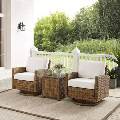 Fauteuils berçants pivotants d'extérieur en acier Bradenton 3 pièces - Crosley