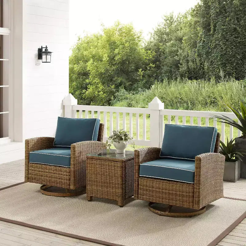 Fauteuils berçants pivotants d'extérieur en acier Bradenton 3 pièces - Crosley