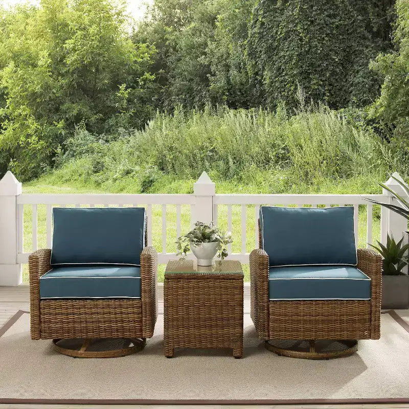 Fauteuils berçants pivotants d'extérieur en acier Bradenton 3 pièces - Crosley