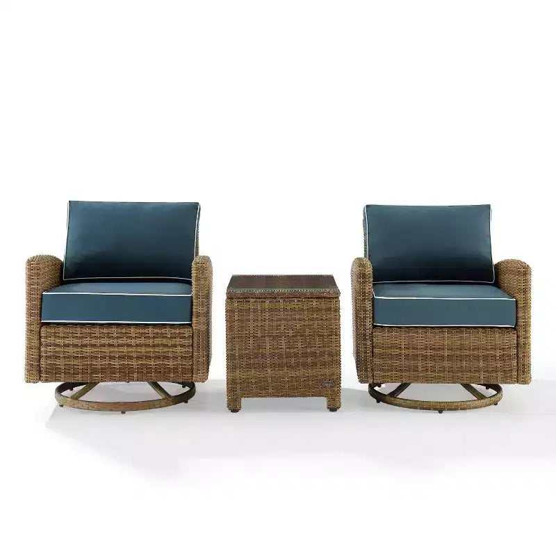 Fauteuils berçants pivotants d'extérieur en acier Bradenton 3 pièces - Crosley