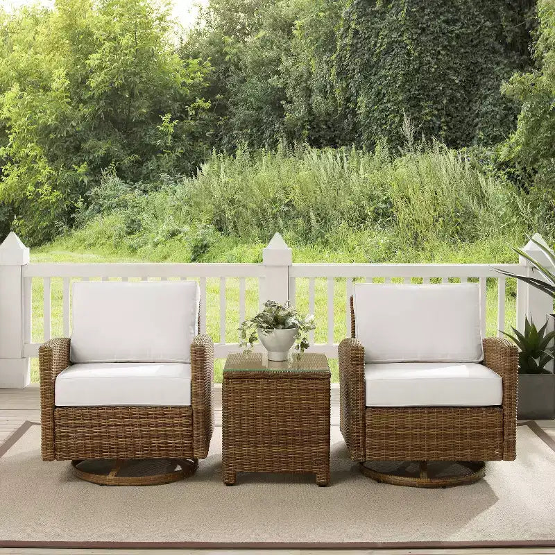 Fauteuils berçants pivotants d'extérieur en acier Bradenton 3 pièces - Crosley