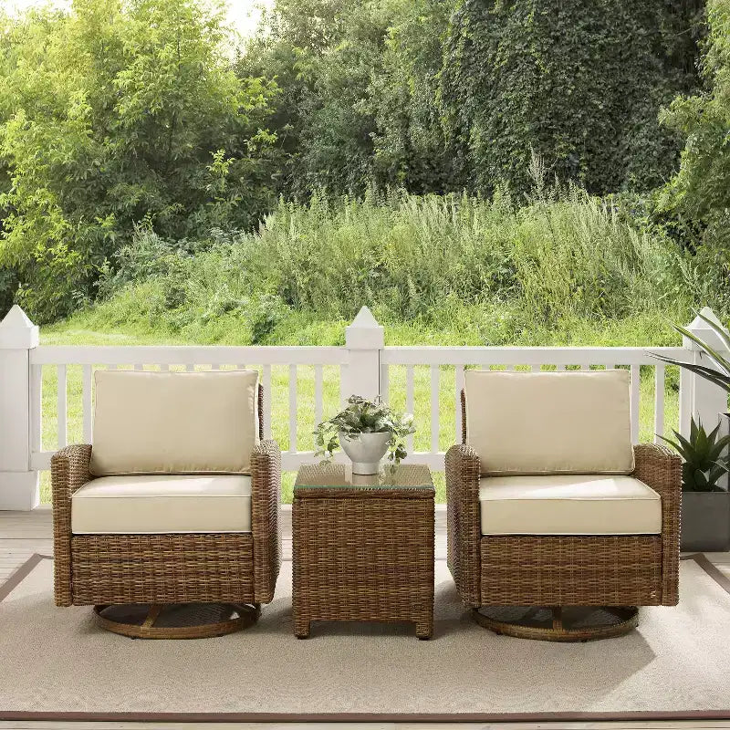 Fauteuils berçants pivotants d'extérieur en acier Bradenton 3 pièces - Crosley