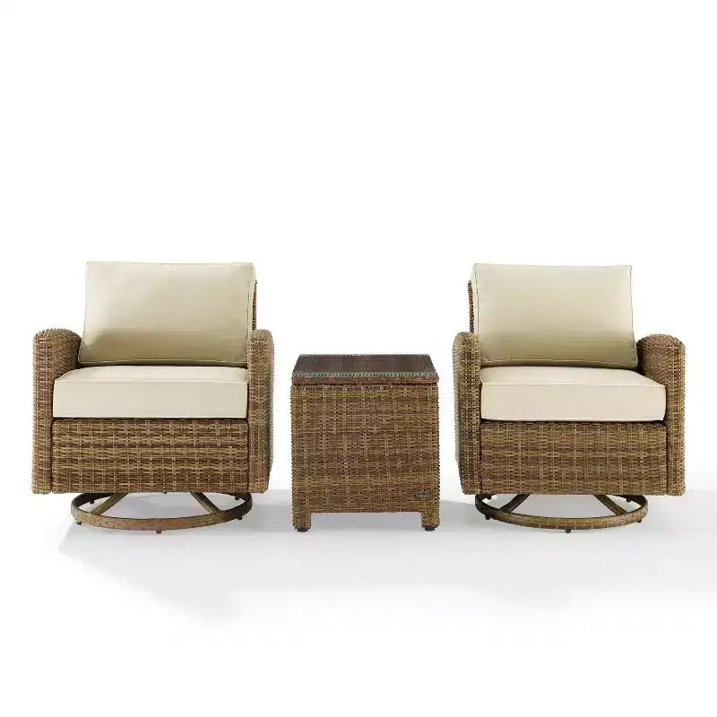 Fauteuils berçants pivotants d'extérieur en acier Bradenton 3 pièces - Crosley