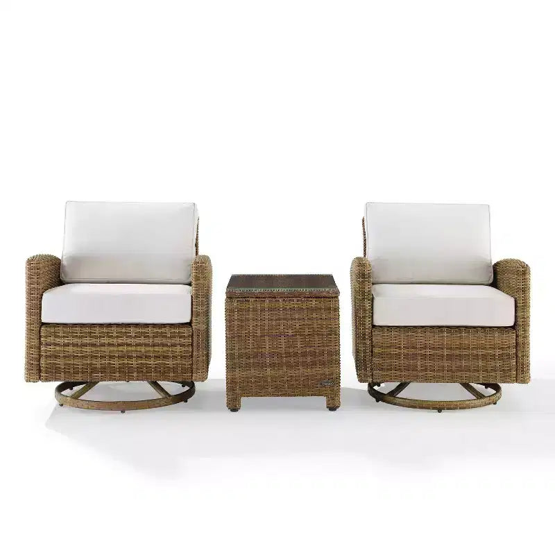 Fauteuils berçants pivotants d'extérieur en acier Bradenton 3 pièces - Crosley