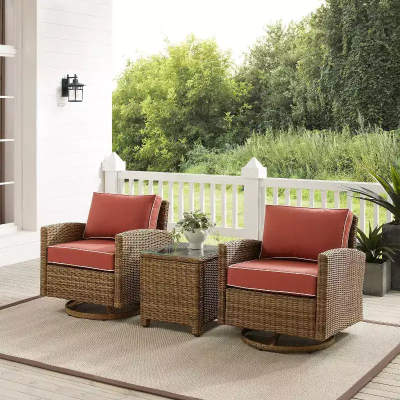 Fauteuils berçants pivotants d'extérieur en acier Bradenton 3 pièces - Crosley