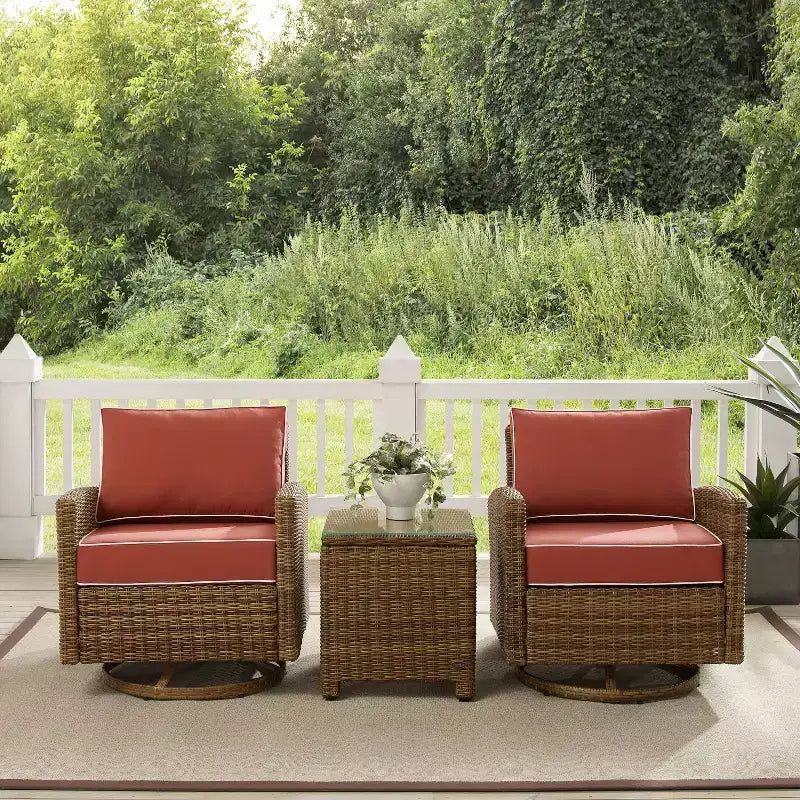 Fauteuils berçants pivotants d'extérieur en acier Bradenton 3 pièces - Crosley