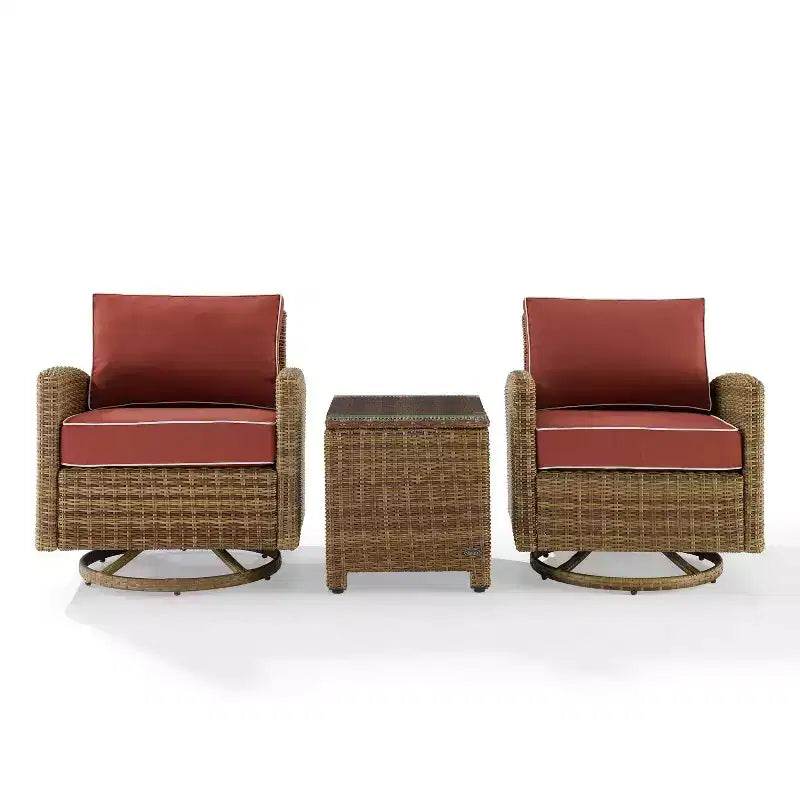 Fauteuils berçants pivotants d'extérieur en acier Bradenton 3 pièces - Crosley