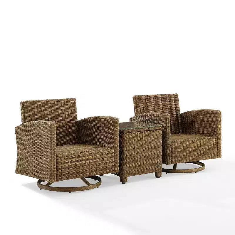 Fauteuils berçants pivotants d'extérieur en acier Bradenton 3 pièces - Crosley