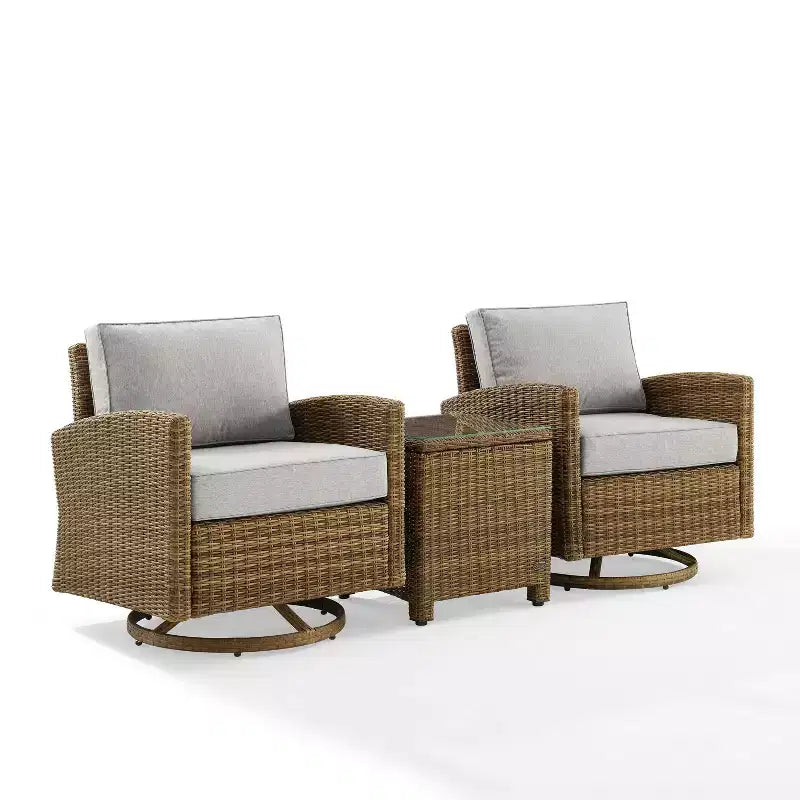 Fauteuils berçants pivotants d'extérieur en acier Bradenton 3 pièces - Crosley