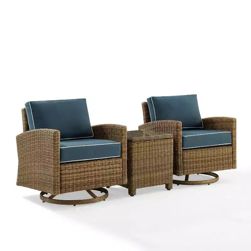 Fauteuils berçants pivotants d'extérieur en acier Bradenton 3 pièces - Crosley