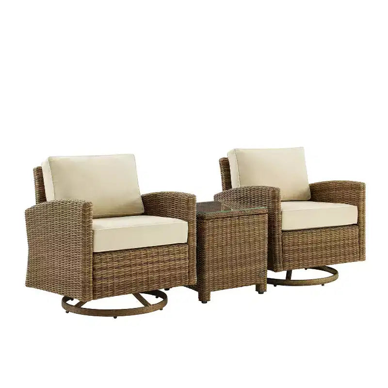 Fauteuils berçants pivotants d'extérieur en acier Bradenton 3 pièces - Crosley