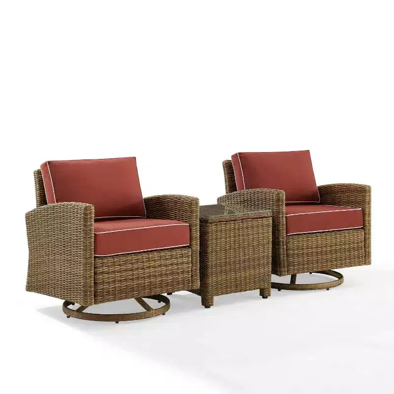 Fauteuils berçants pivotants d'extérieur en acier Bradenton 3 pièces - Crosley