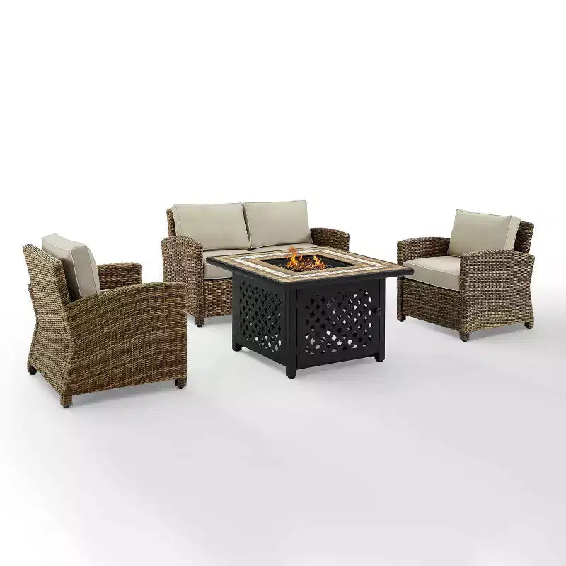 Ensemble de foyer extérieur en acier Bradenton 4 pièces - Crosley