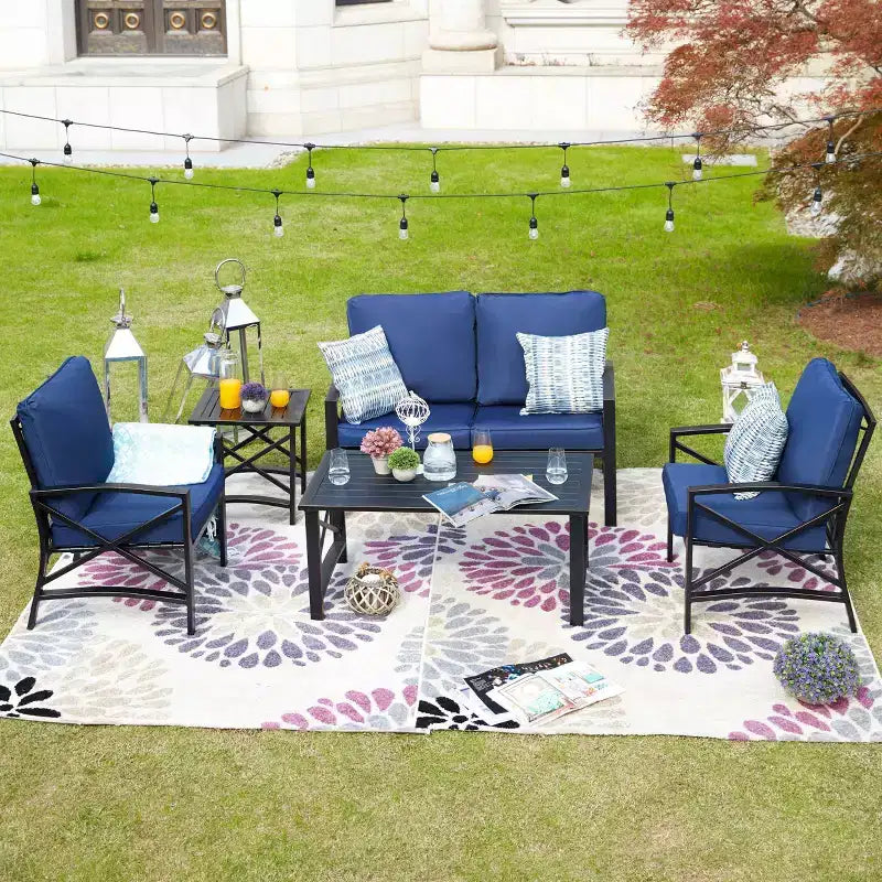 5pc Metal Loveseat Patio Conversation Set - Patio Festival