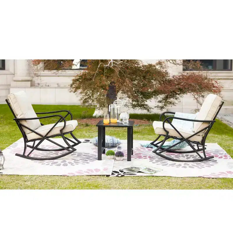 Ensemble de 3 fauteuils à bascule pour patio - Patio Festival