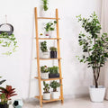 Estantería de bambú de 5 niveles, estantería inclinada con pantalla abierta, natural