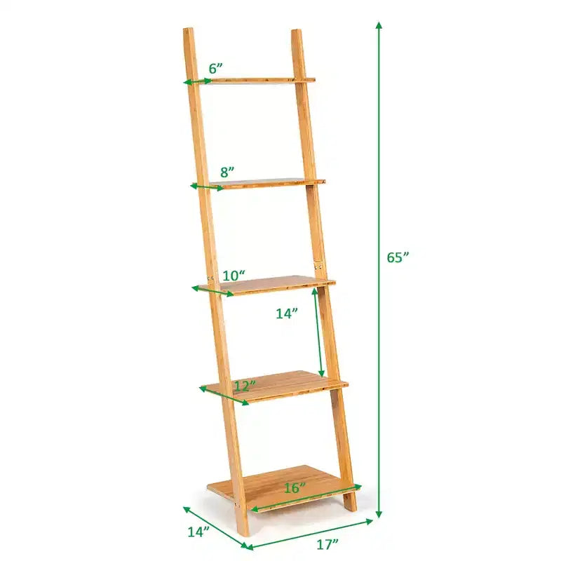 Estantería de bambú de 5 niveles, estantería inclinada con pantalla abierta, natural