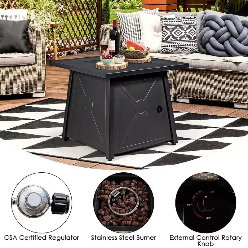 Costway 9PCS Patio Rattan Furniture Set Fire Pit Space-saving W/ Cushion cover